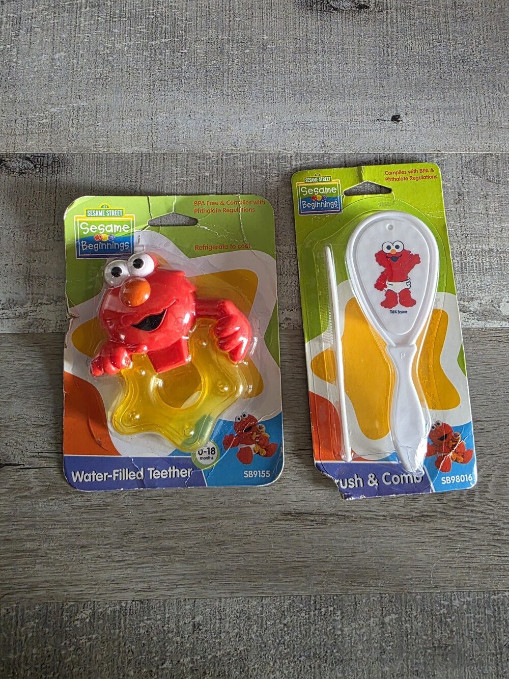 Sesame Street Beginnings Lot Elmo Teething Ring & Brush Comb NOS G33